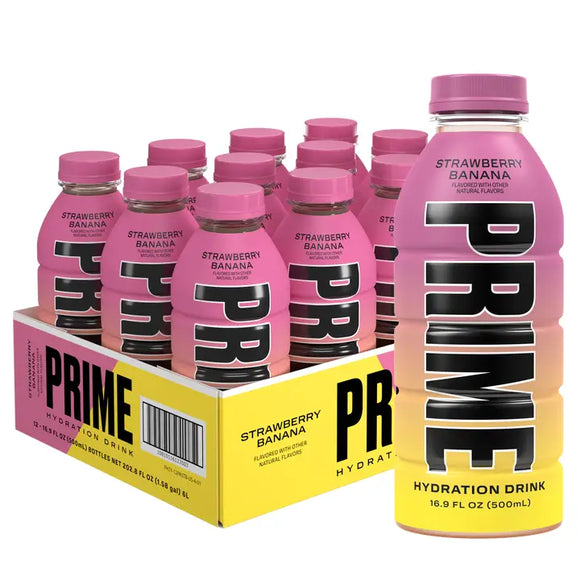 Prime Hydration Strawberry Banana 500ml X 12 Units (Shipping Included)