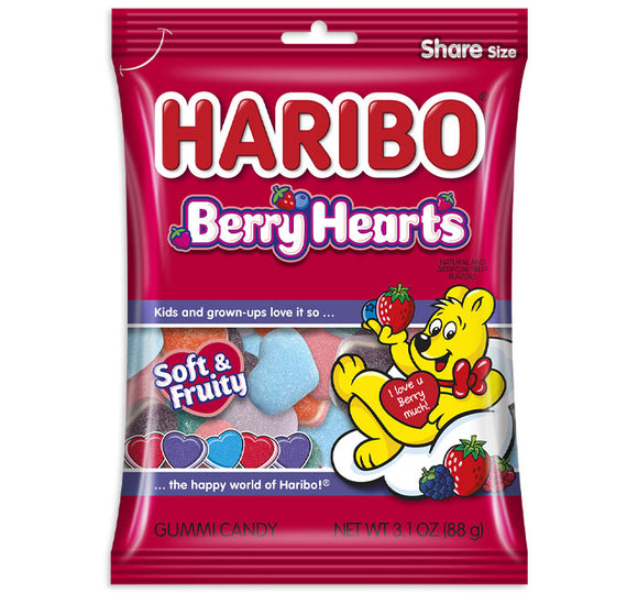 Haribo Valentine Berry Hearts 3.1oz X 12 Units