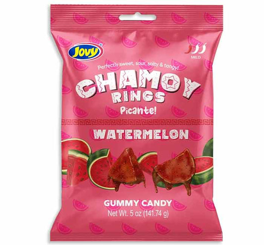 Jovy Chamoy Spicy Watermelon Rings Peg Bag 5oz X 12 Units