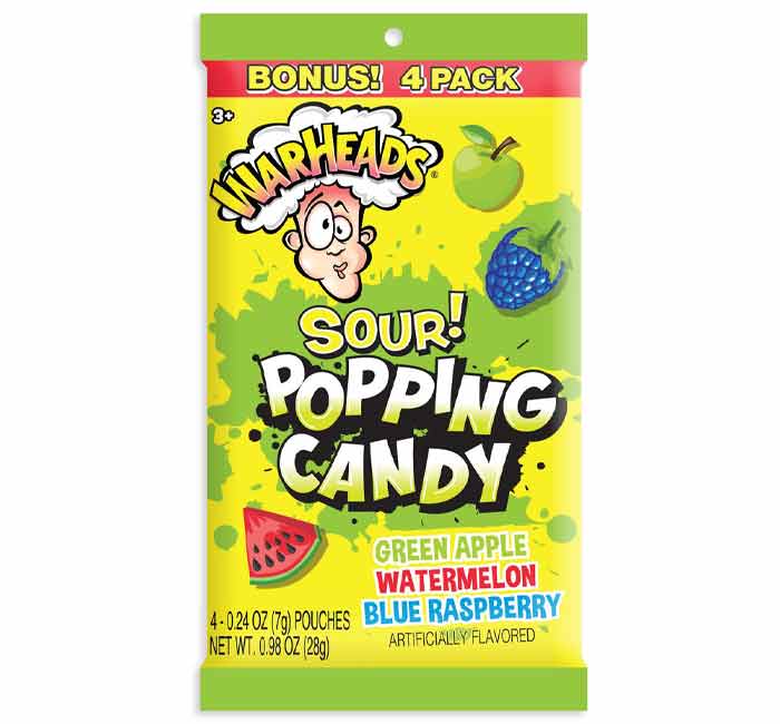 Warheads Sour Popping Candy 4pack .98oz  X 12 Units