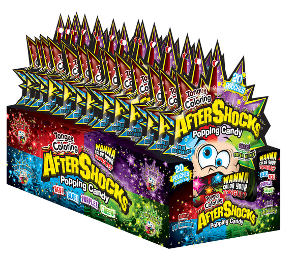 Aftershock Popping Candy Tongue Coloring 4 Flavors 1.06oz X 16 Units
