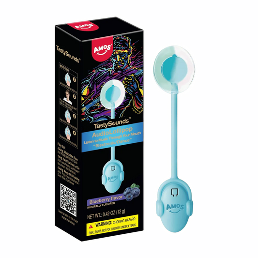 Amos Tastysounds Electronic/Dance Audio Lollipop Blue Raspberry .42oz X 12 Units