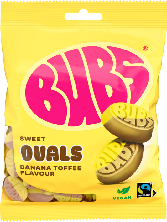 Bubs Sweet Ovals Banana Toffee Vegan Peg Bag 156g X 8 Units