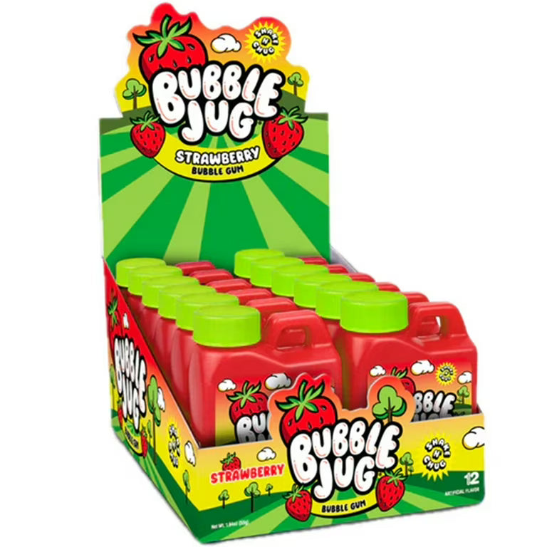 Bubble Jug Strawberry Gum 1.94oz Jug X 12 Units
