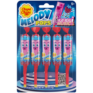 Chupa Chups Melody Pops 5pc Blister Pack Strawberry 2.65oz X 12 Units