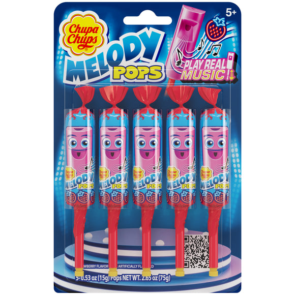 Chupa Chups Melody Pops 5pc Blister Pack Strawberry 2.65oz X 12 Units