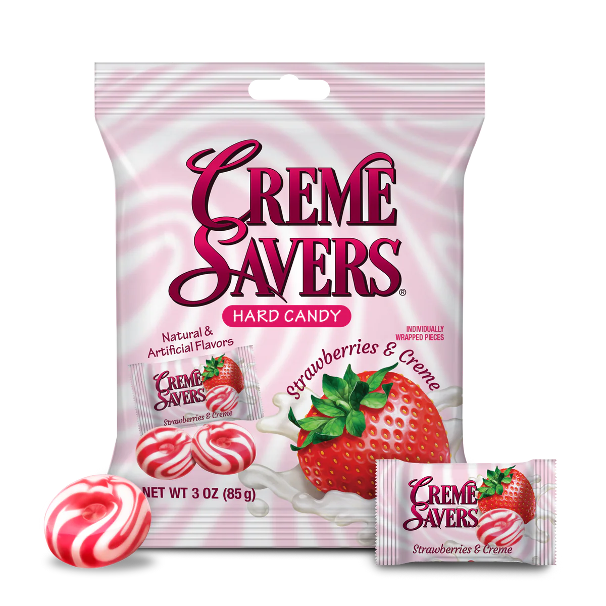 Creme Savers Strawberries & Creme Peg Bag 3oz X 12 Units