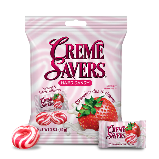 Creme Savers Strawberries & Creme Peg Bag 3oz X 12 Units