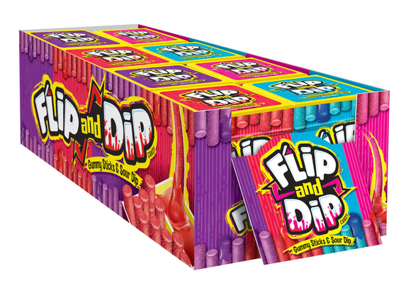 Foreign Candy Flip and Dip Gummy Sticks & Sour Dip 3.4oz X 8 Units