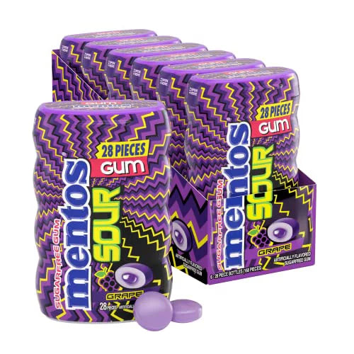 Mentos Sour Grape Sugar Free Gum 2oz X 6 Units
