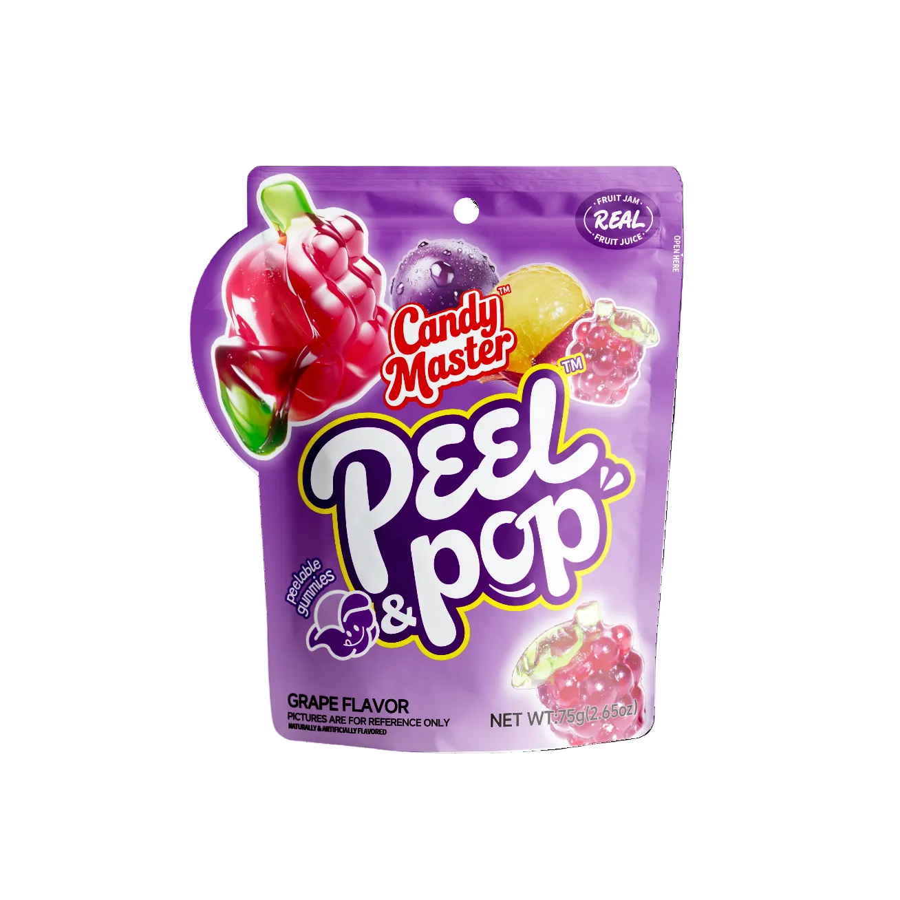 Candy Master Peel & Pop Grape Gummies 2.65oz X 12 Units
