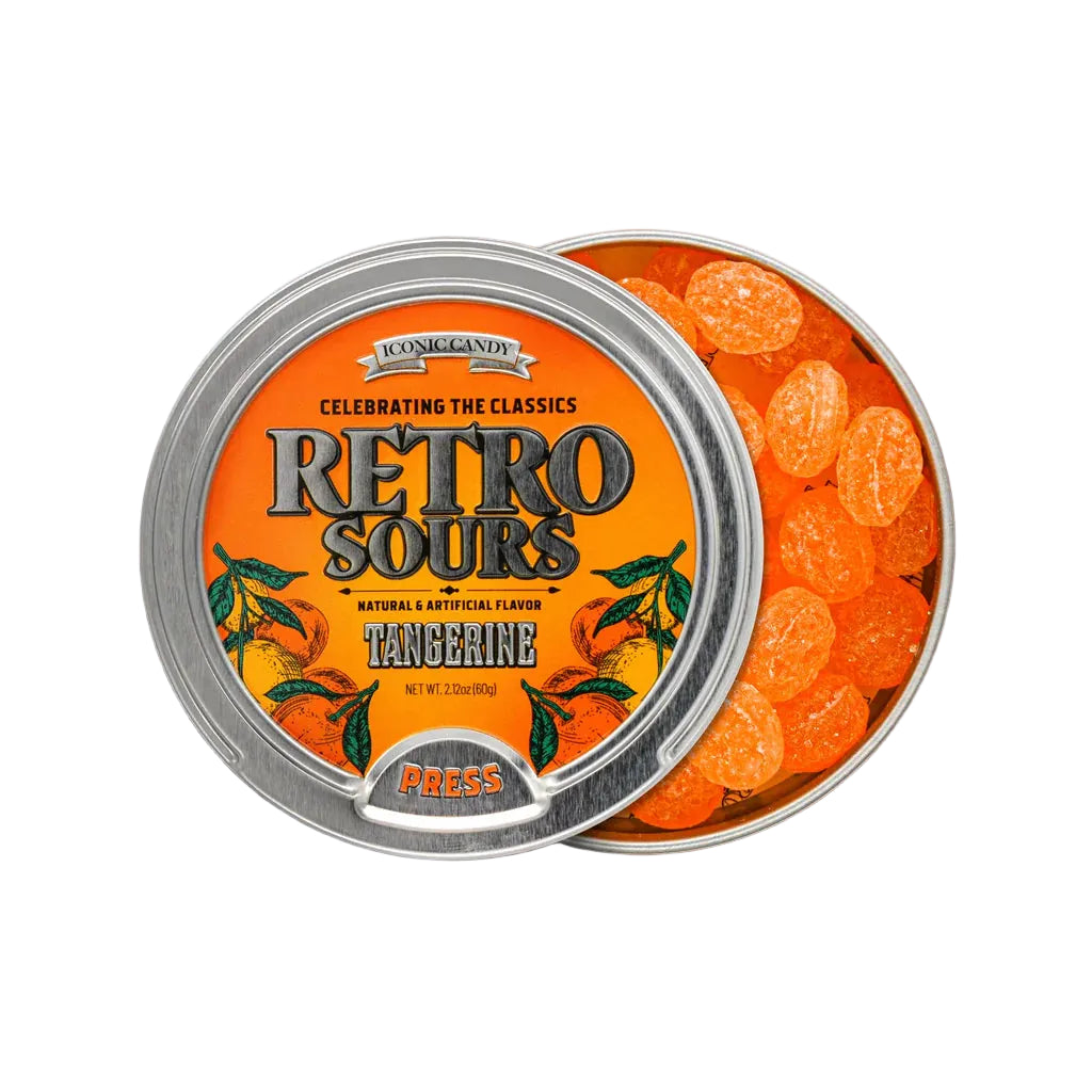 Iconic Retro Sours Tangerine 60g Tin X 8 Units