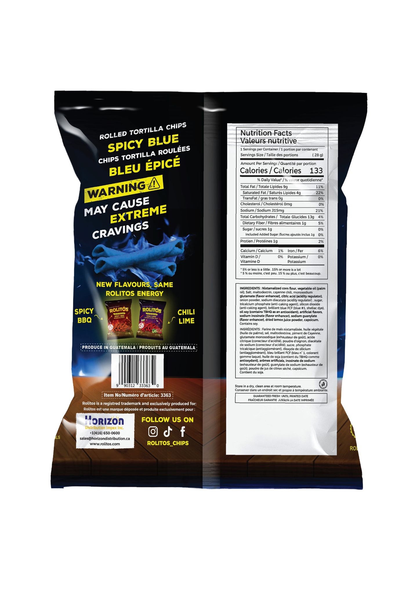 Rolitos Spicy Blue 3.1oz Bag X 12 Units