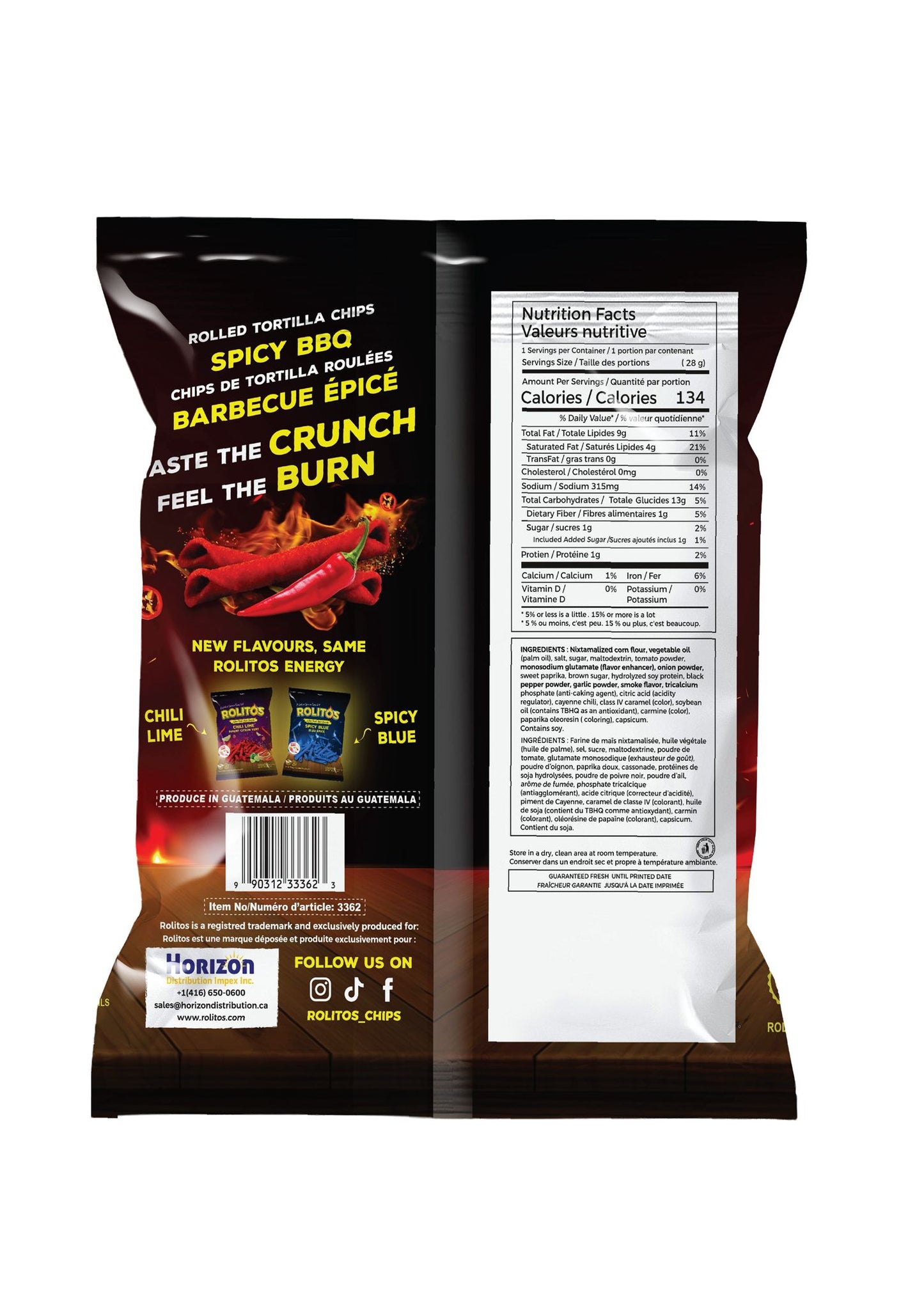 Rolitos Spicy BBQ 3.1oz Bag X 12 Units