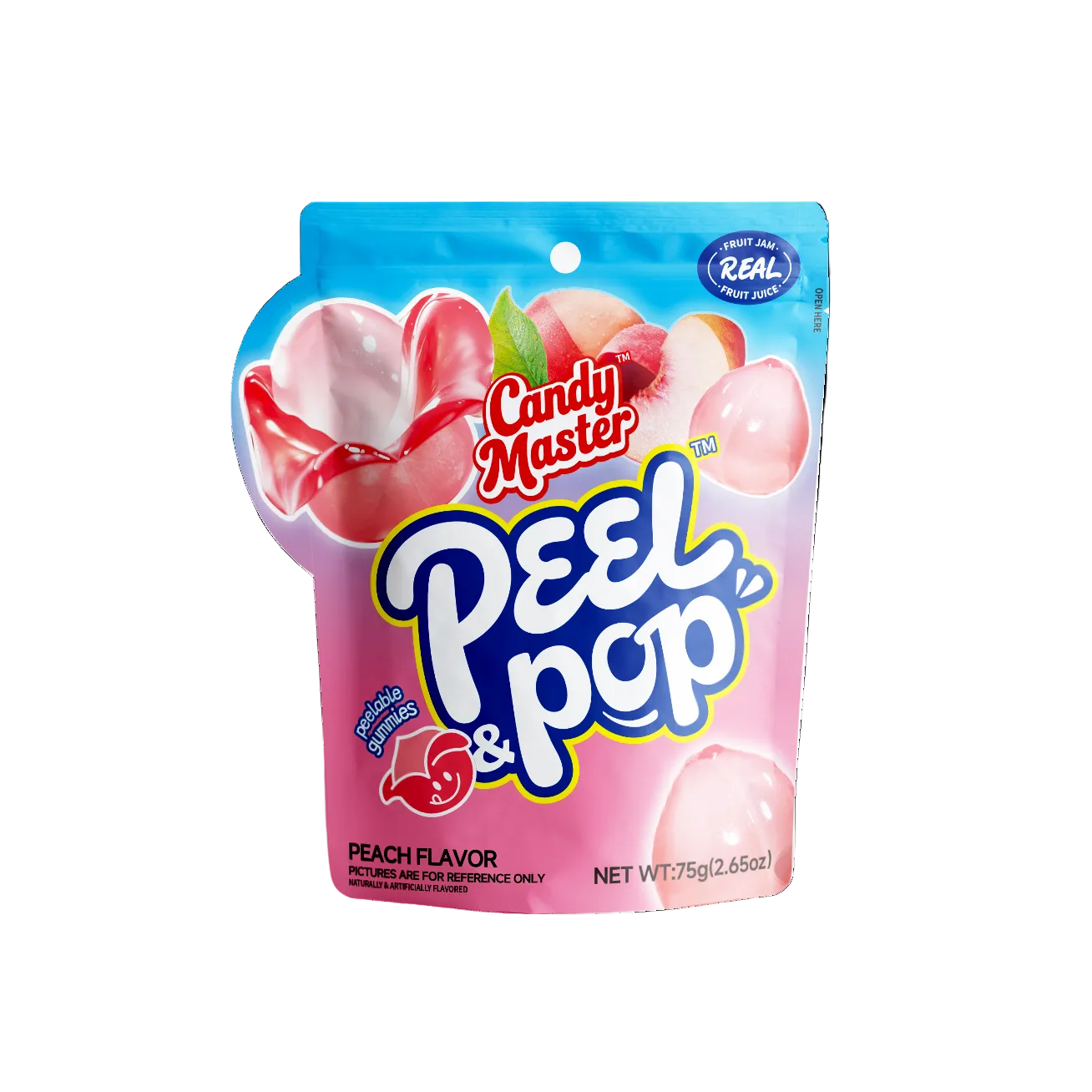 Candy Master Peel & Pop Peach Gummies 2.65oz X 12 Units