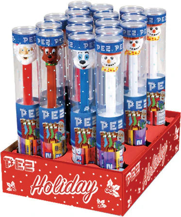 Pez Xmas Candy Dispenser Tubes W/7 Rolls 3.6oz X 18 Units