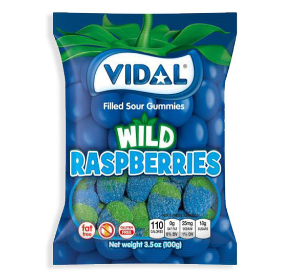 Vidal Gummi Sour Wild Raspberries Peg Bag 3.5oz X 14 Units