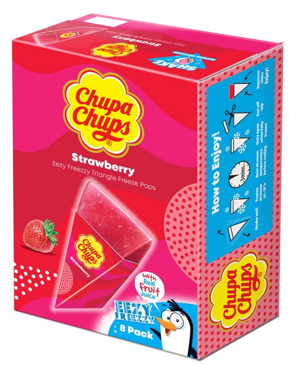 UK Chupa Chups Strawberry Triangles (8 x 62ml) X 6 Units