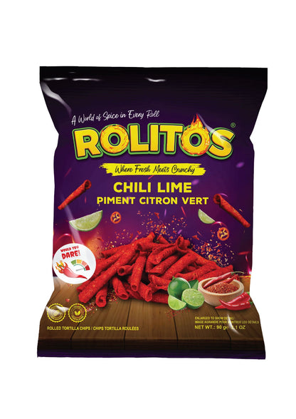 Rolitos Chili Lime flavor packaging on a white background