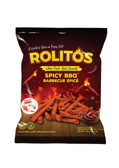 Rolitos Spicy BBQ snack package on a white background
