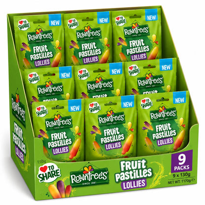 UK Rowntrees Fruit Pastilles Lollies Pouch 130g X 9 Units