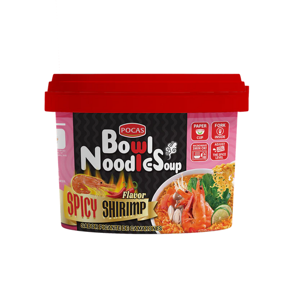 Pocas Bowl Noodle Soup Spicy Shrimp Flavor 3.17oz X 12 Units // 14 Aug 2024