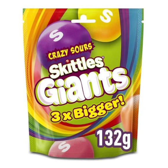 UK Skittles Crazy Sour Giants 132g X 15 Units