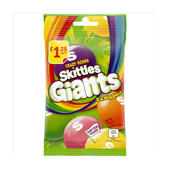 Uk Skittles Crazy Sour Giants 116g X 14 Units
