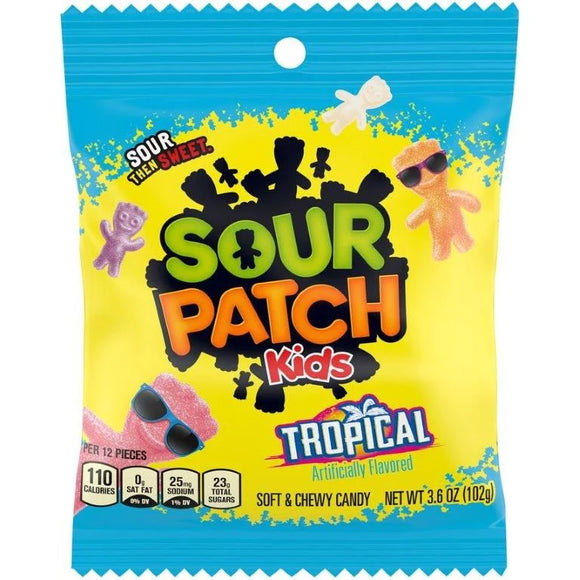 Sour Patch Kids Tropical Peg Bag 3.6oz X 12 Units