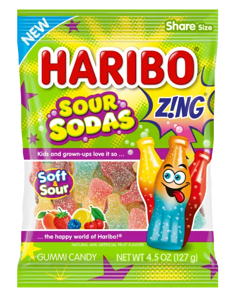 Haribo Zing Sour Sodas 4.5oz X 12 Units