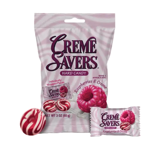Creme Savers Raspberries & Creme Peg Bag 3oz X 12 Units