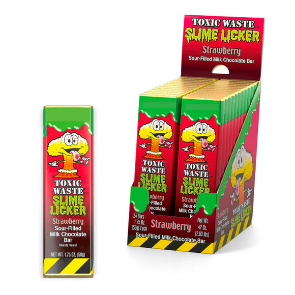 Toxic Waste Slime Licker Strawberry Chocolate Bar 1.75oz X 24 Units