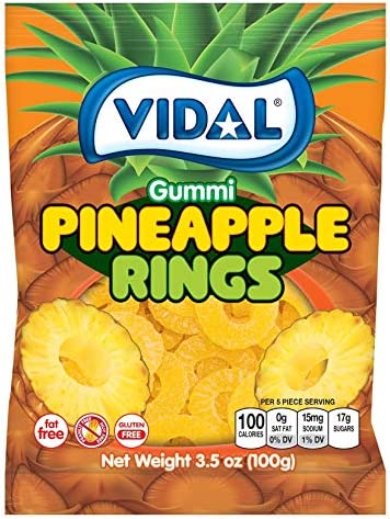 Vidal Gummi Pineapple Rings Peg Bag 3.5oz X 14 Units