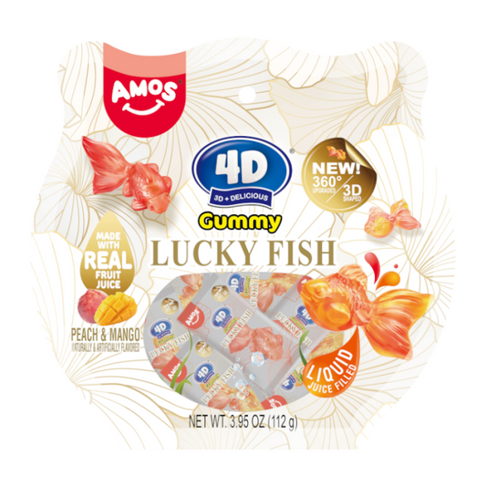 Amos 4D Gummy Lucky Fish Sub Bag 3.95oz X 12 Units