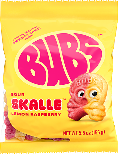 Bubs Sour Skalle Lemon Raspberry Vegan Peg Bag 156g X 8 Units