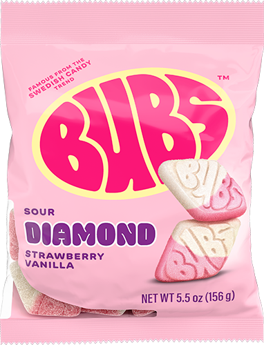 Bubs Sour Diamond Strawberry Vanilla Vegan Peg Bag 156g X 8 Units