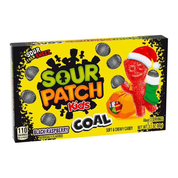 Xmas Sour Patch Kids Coal Theatre Box 3.1oz X12 Units