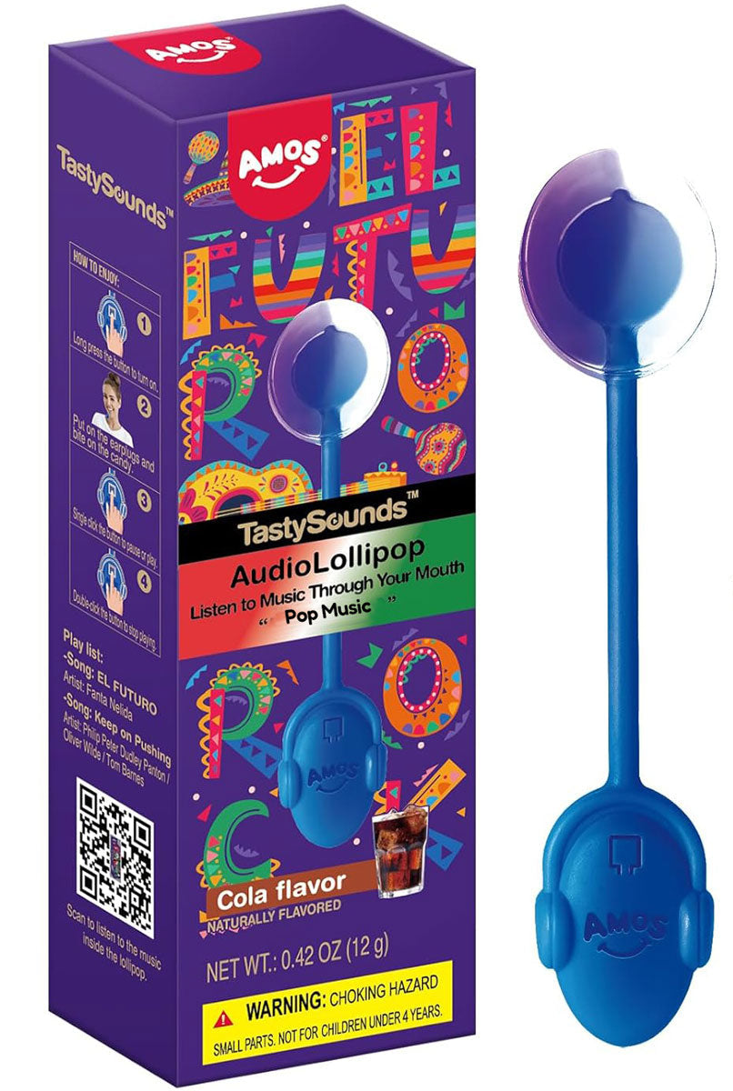 Amos Tastysounds El Futuro Audio Lollipop Cola .42oz X 12 Units