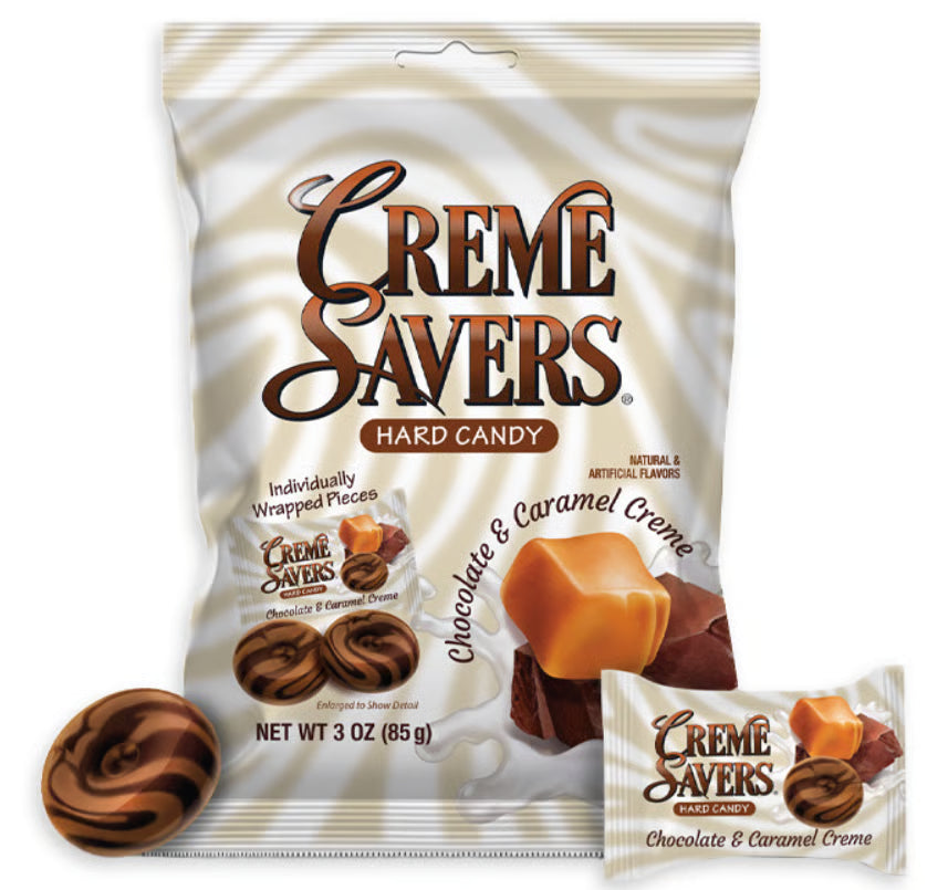 Creme Savers Choc & Caramel Creme Peg Bag 3oz X 12 Units