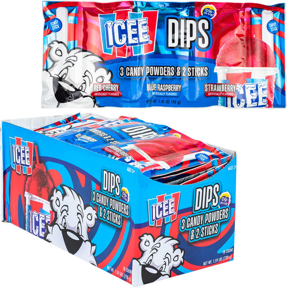 Koko Icee Dips Candy Powder & Sticks 3pk 1.41Oz X 18 Units