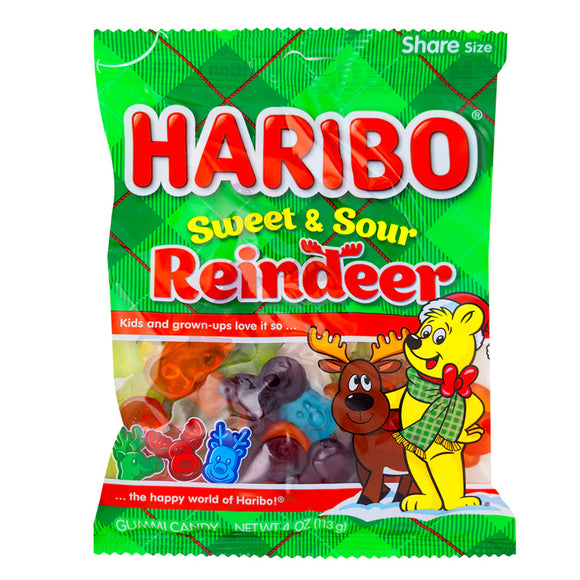 Haribo Christmas Sweet & Sour Reindeer 4oz x 12 Units