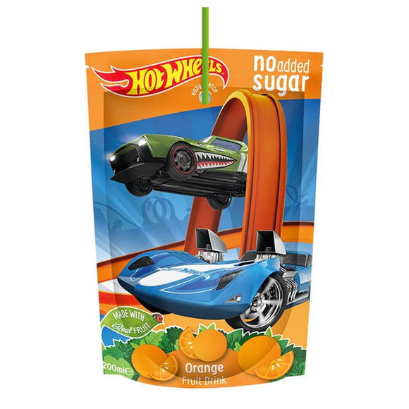 Hot Wheels Orange Fruit Pouch drink 200ml X 10 Units