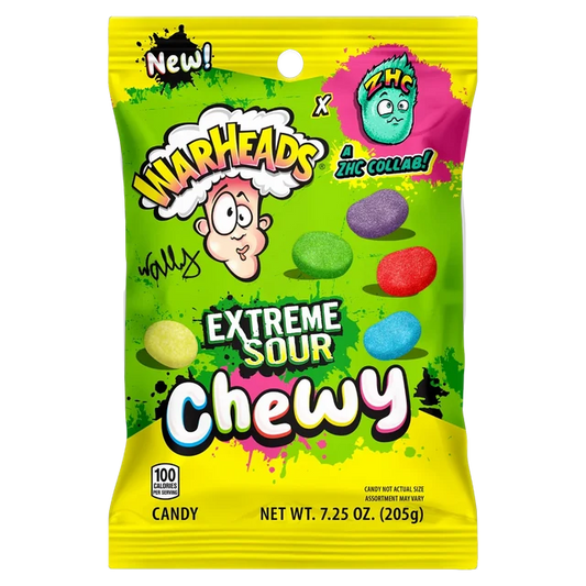 Warheads Extreme Sour Chewy Peg Bag 4.5oz X 12 Units
