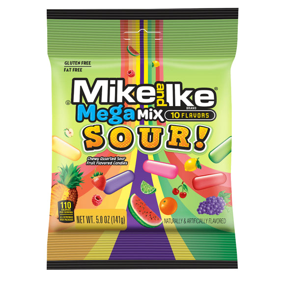 Mike & Ike - Mega Mix Sour - Peg Bag 5oz (142g) X 12 Units