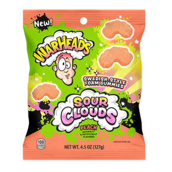 Warheads Sour Clouds Peach Peg Bag 4.5oz X 12 Units