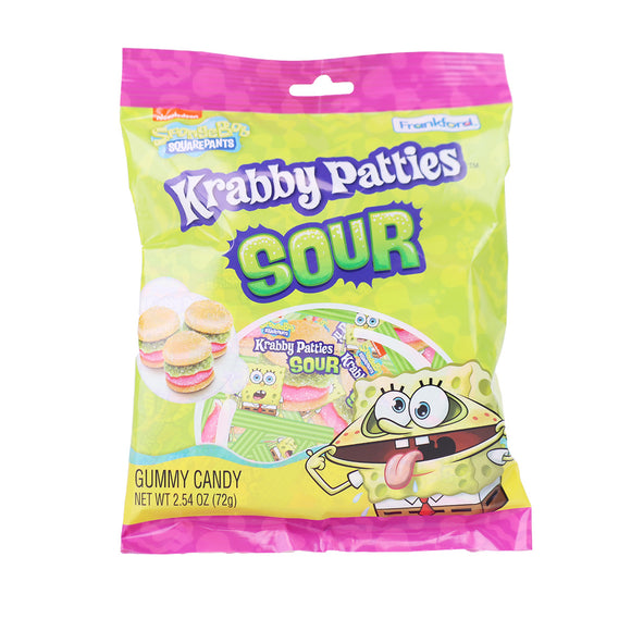 Frankford Spongebob Gummy Krabby Patties Sour Peg Bags 2.54oz X 24 Units