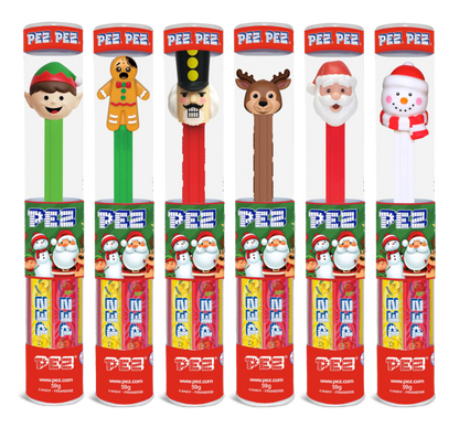 Pez Xmas Candy Dispenser Tubes W/7 Rolls 3.6oz X 18 Units