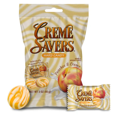 Creme Savers Peaches & Creme Peg Bag 3oz X 12 Units
