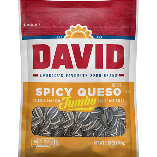 David Jumbo Spicy Queso Sunflower Seeds 5.25oz X 12 Units