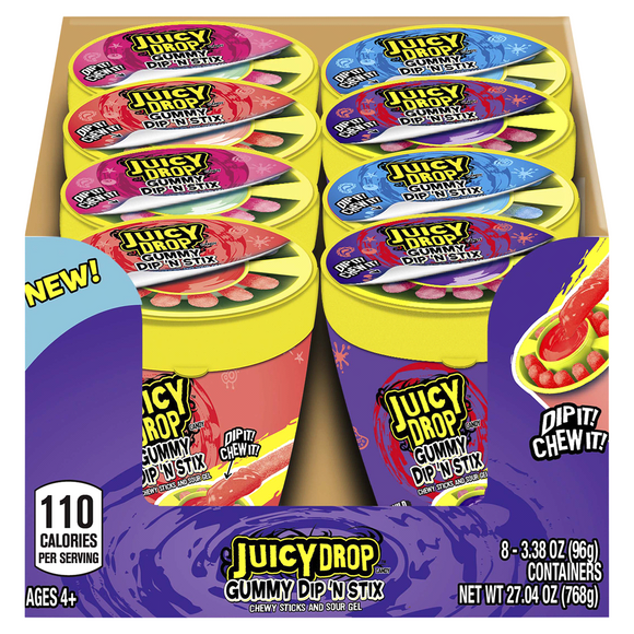 Topps Juicy Drop Gummy Dip 'N Stick 4.25oz X 8 Units